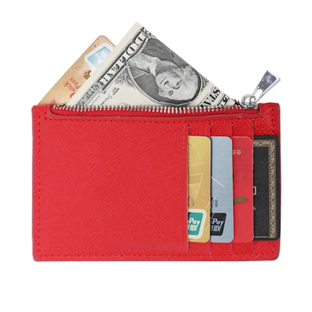 Gallantry Porte-cartes monnaies femme fin cuir rouge