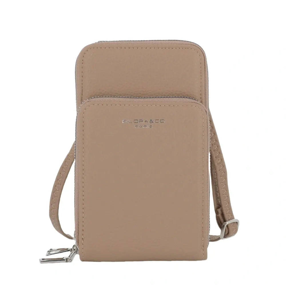 Sac bandoulière téléphone 6.7 Pouces femme beige taupe Flora & co