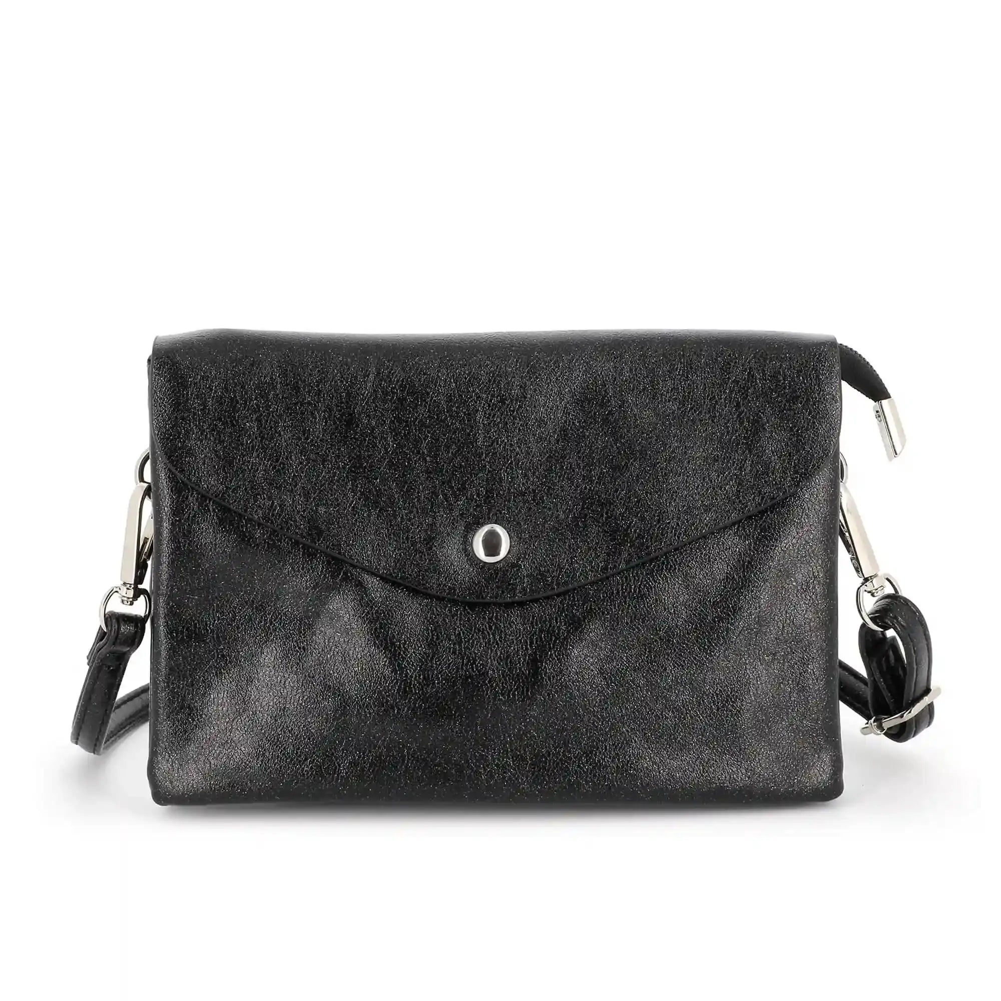 Flora & co Sac bandoulière femme irisé rabat noir