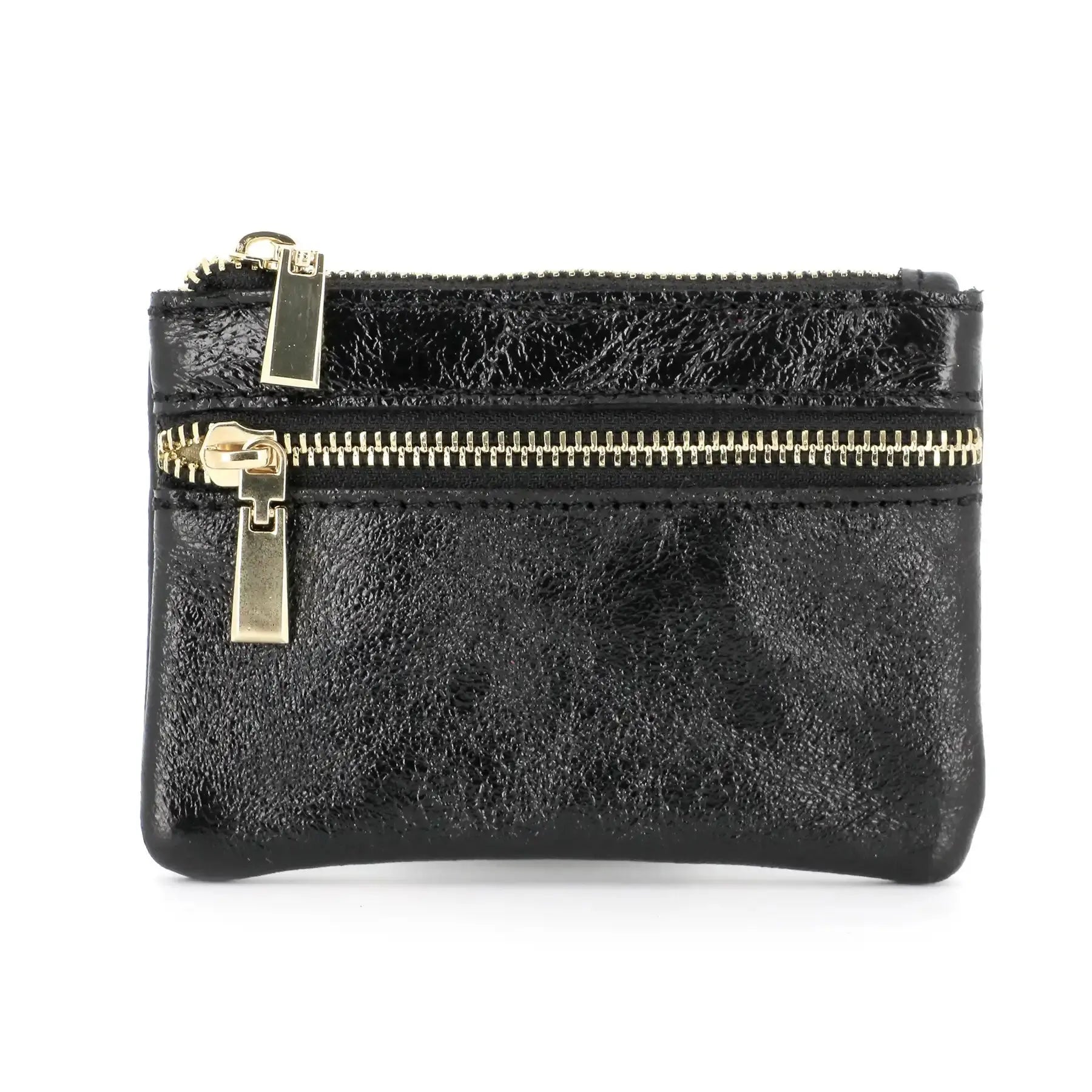 Made in Italy Porte-monnaie femme cuir irisé 01 noir