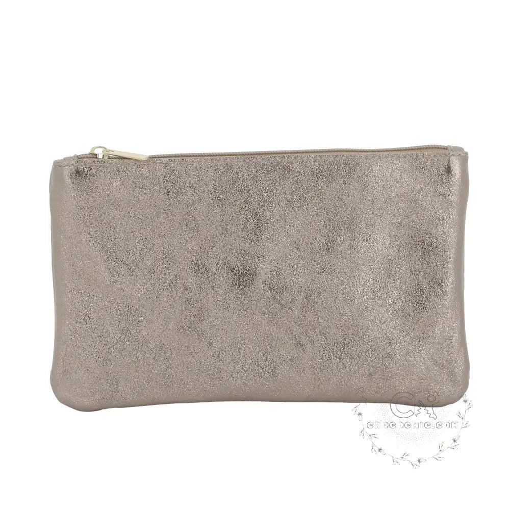 Pochette coméstique voyage cuir irisé Marron Métal main image