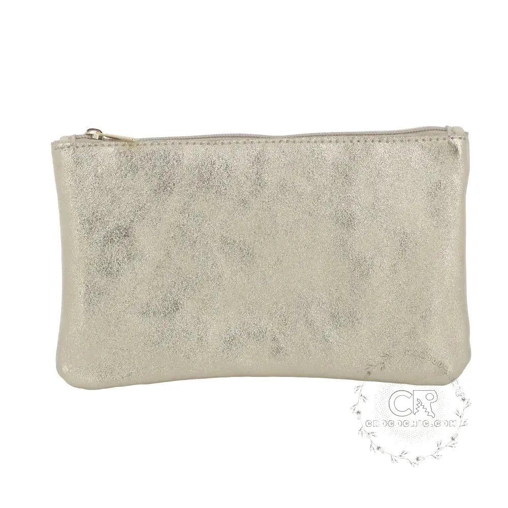 Pochette coméstique voyage cuir irisé Doré main image