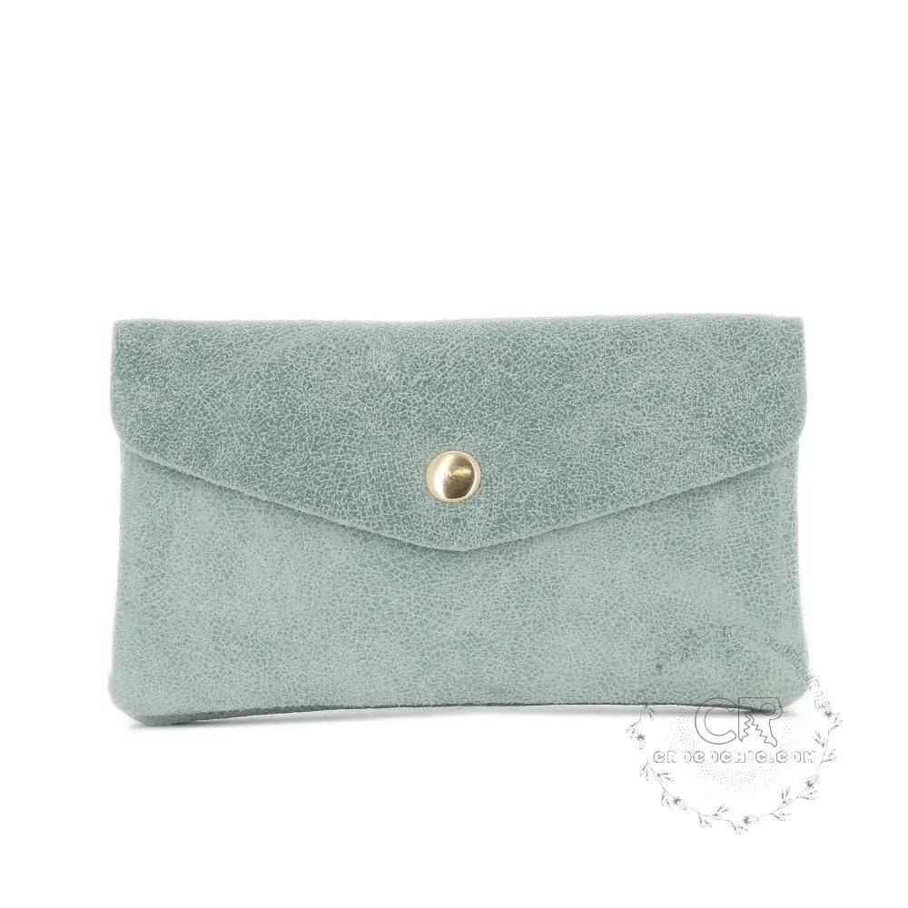 Portefeuille mi-long cuir suédé grainé Vert Clair main image