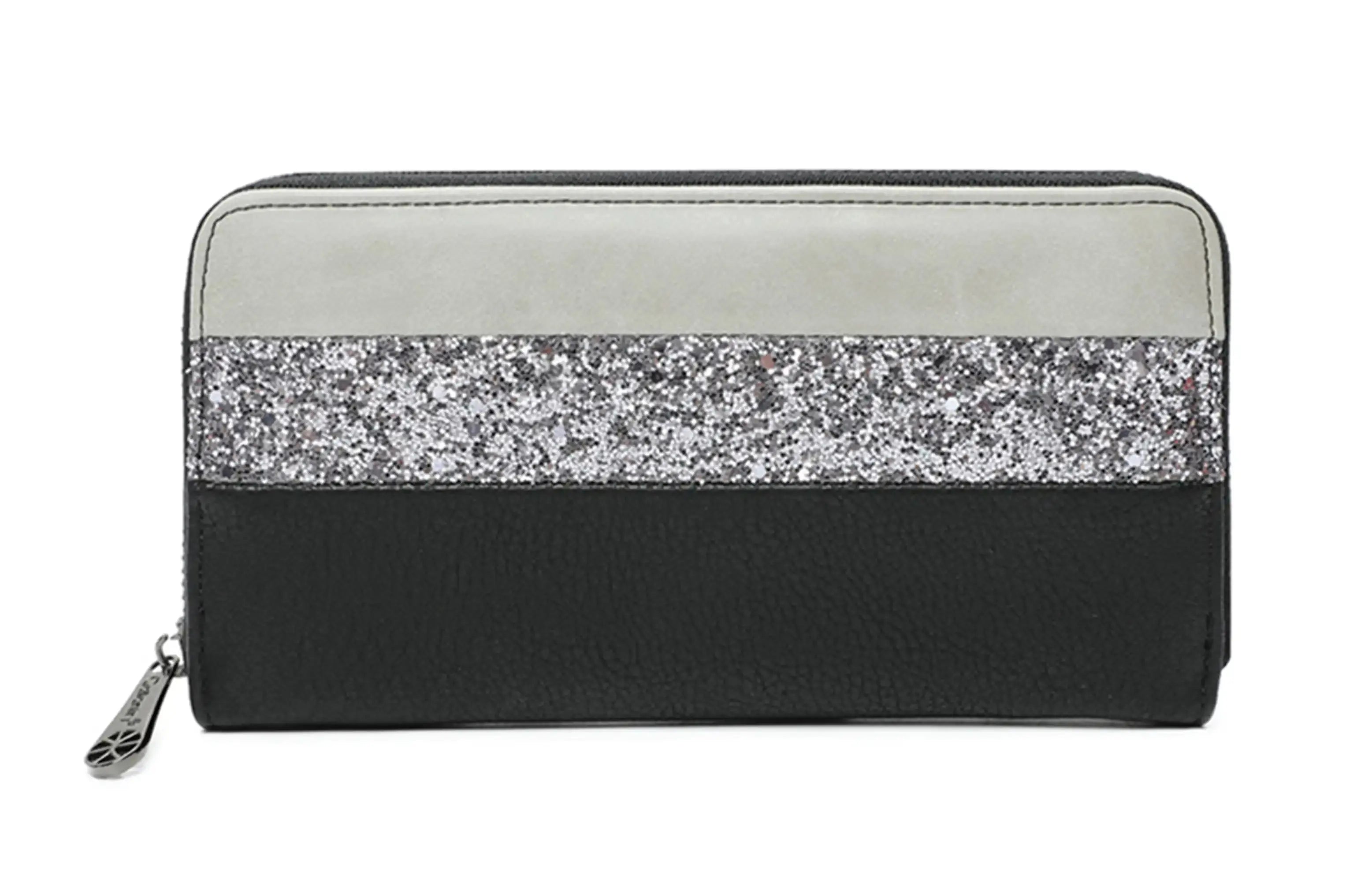 Gallantry Portefeuille long femme tout-en-un paillette gris