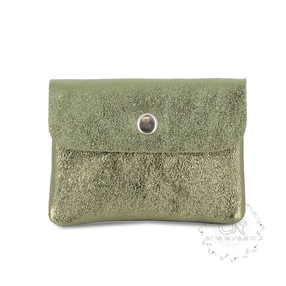 Porte-monnaie femme court cuir irisé Olive main image