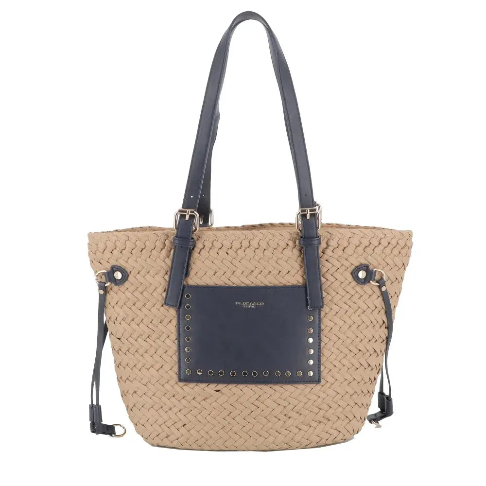 Sac plage paille tressé Femme Bleu Flora & co