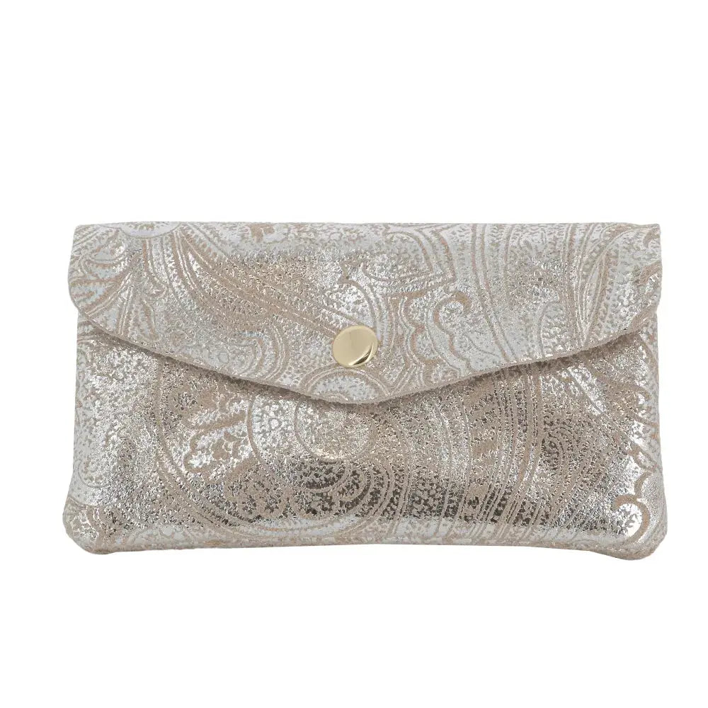 Porte-monnaie long suédé irisé baroque Taupe main image