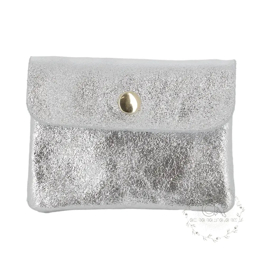 Porte-monnaie femme court cuir irisé Argent main image