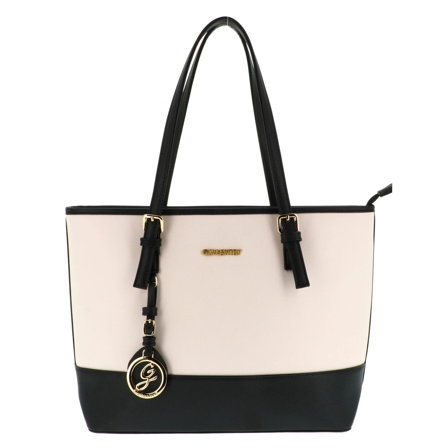 Gallantry Sac cabas femme A4 bicolore saffiano beige