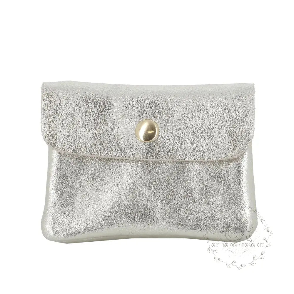 Porte-monnaie femme court cuir irisé Taupe Clair main image