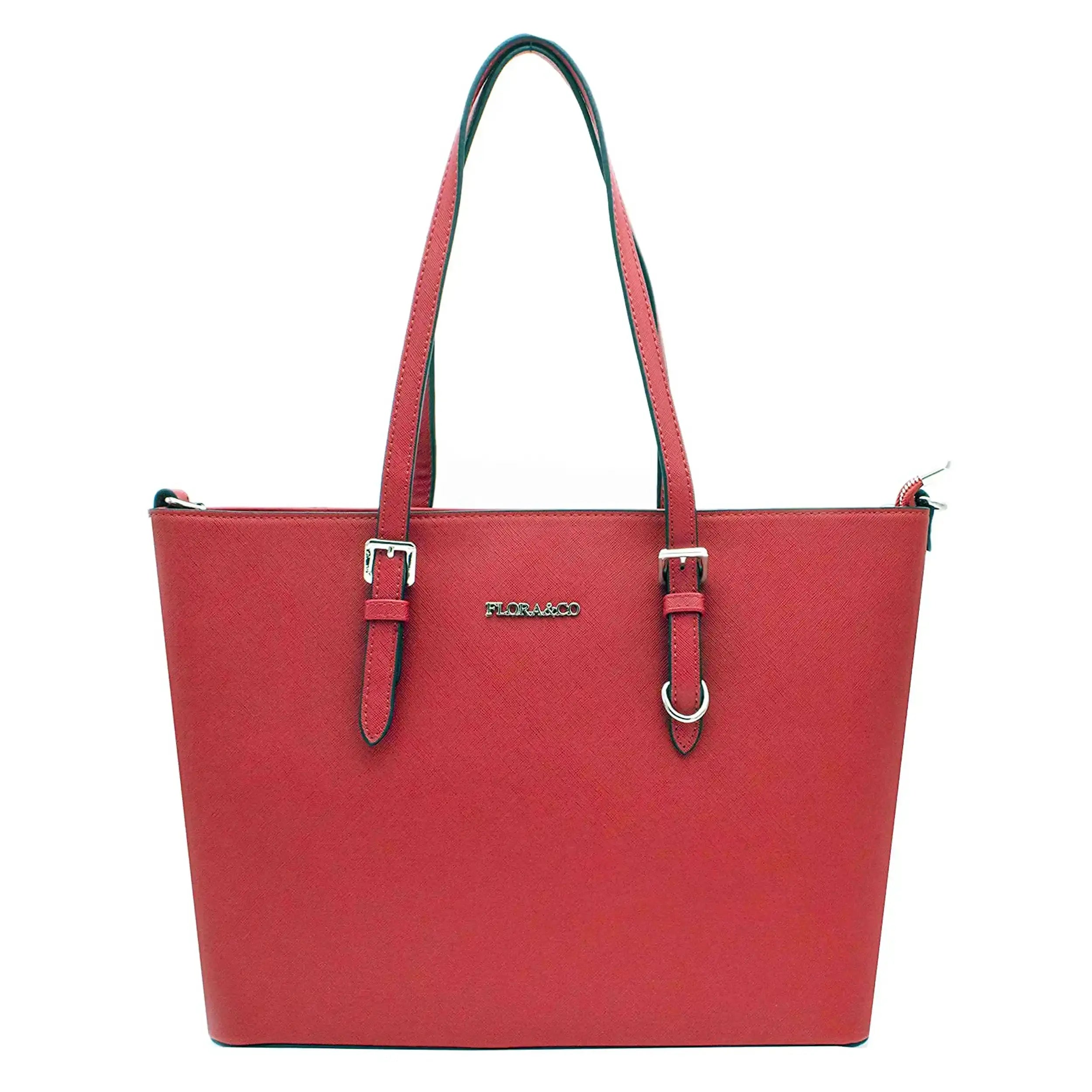 Flora & co Sac cabas femme format a4 saffiano rouge