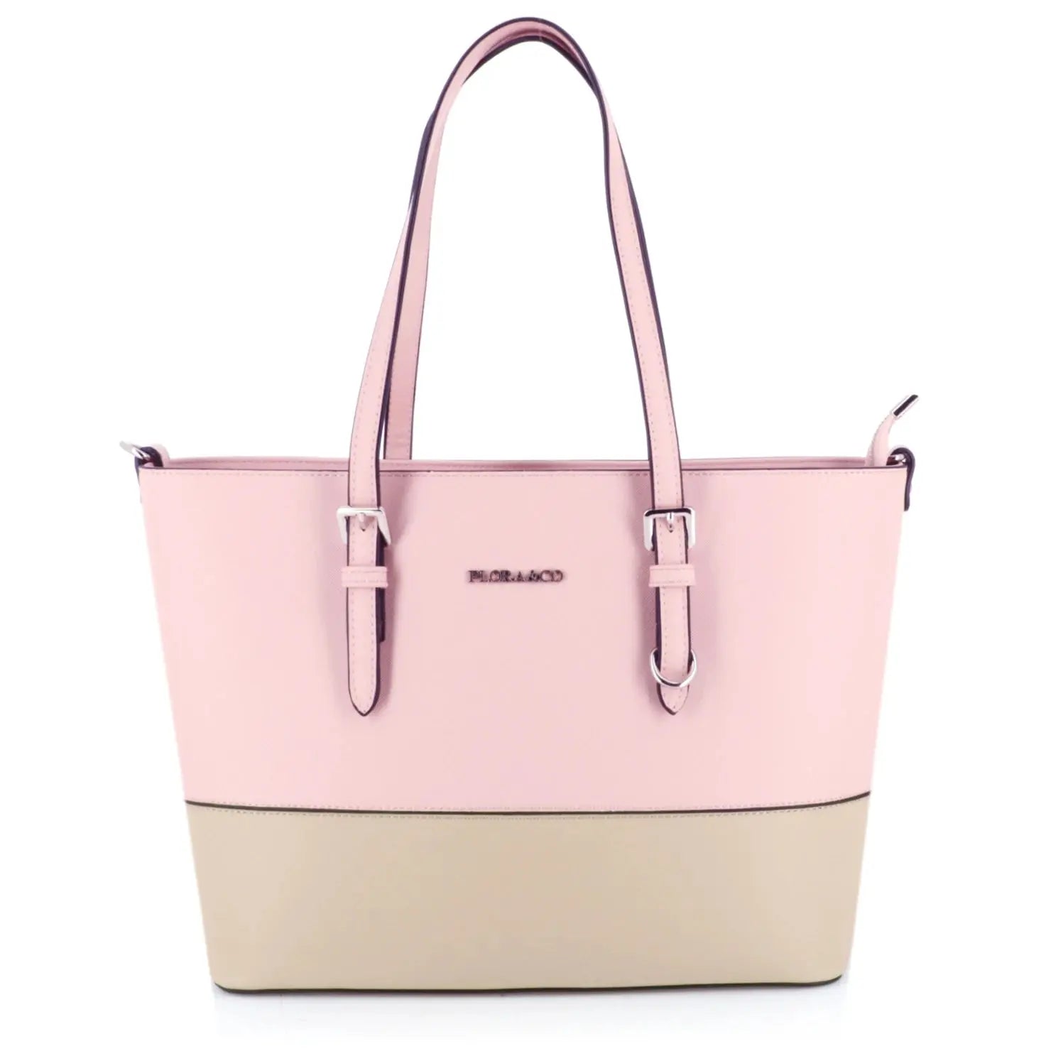 Flora & co Sac cabas femme bicolore format a4 rose beige