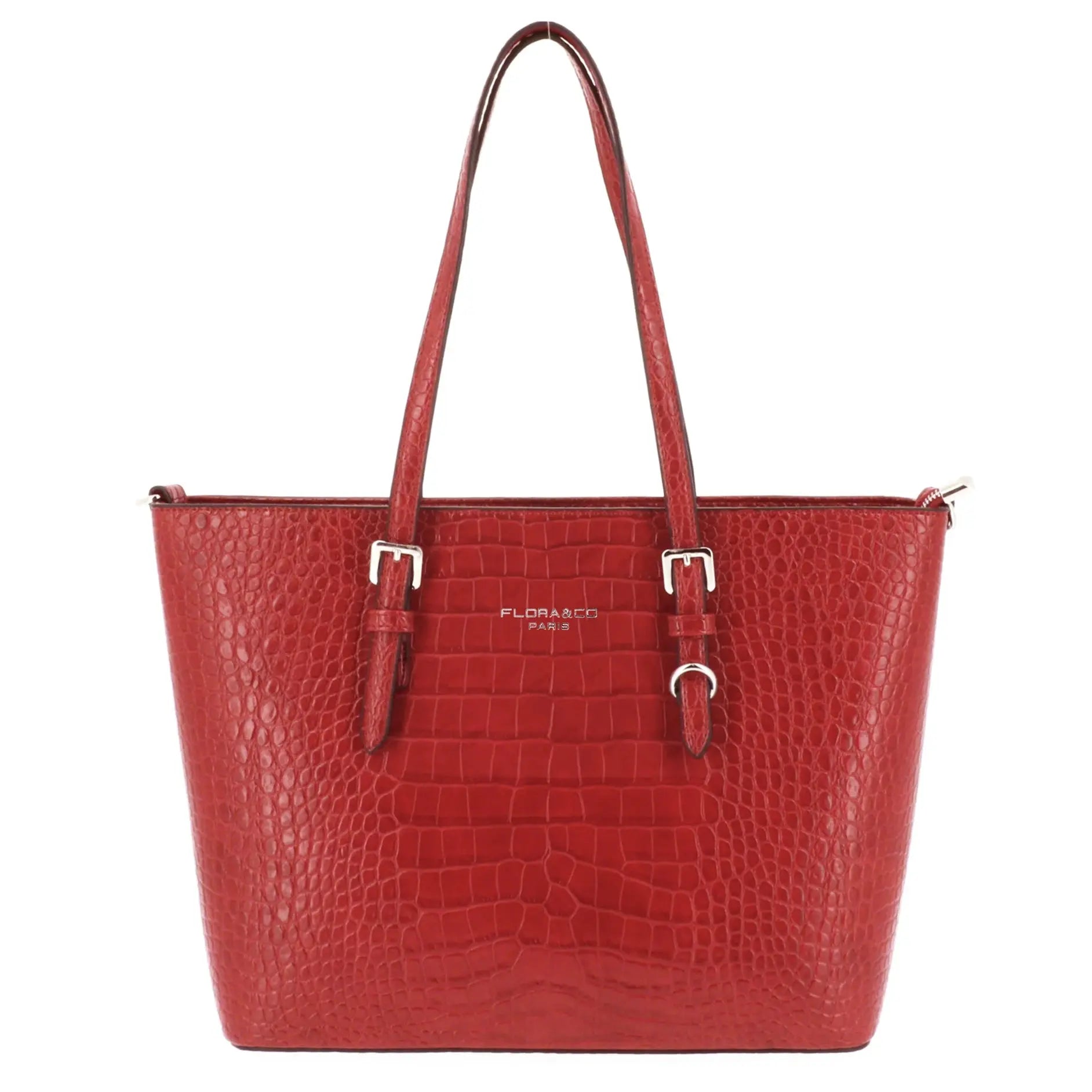 Flora & co Sac cabas femme croco format a4 rouge