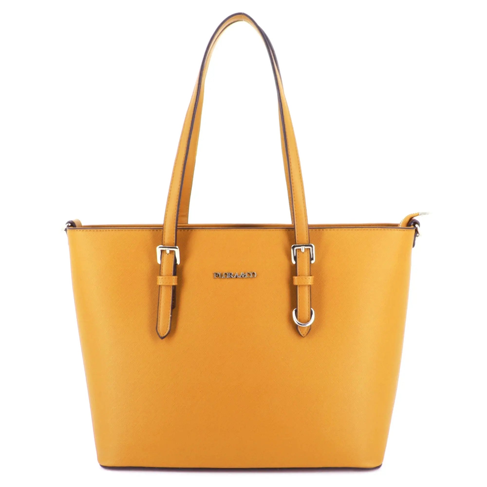Flora & co Sac cabas femme format a4 saffiano moutarde