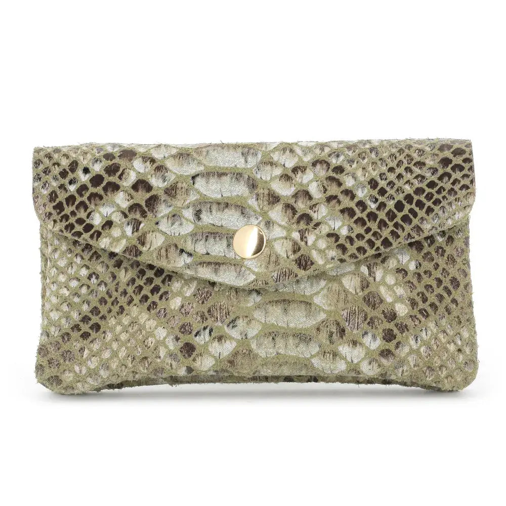 Porte-monnaie mi-long femme python Kaki main image