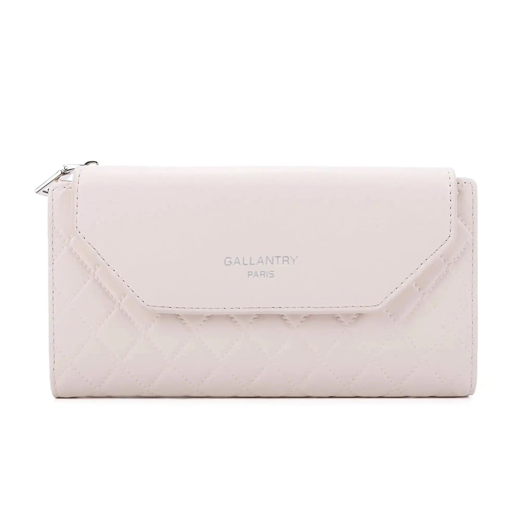 Gallantry Portefeuille longue tri-pli pu cuir matelassé beige