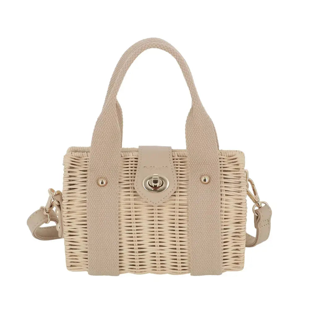 Petit sac bandoulière estival en paille Beige Taupe Flora & co