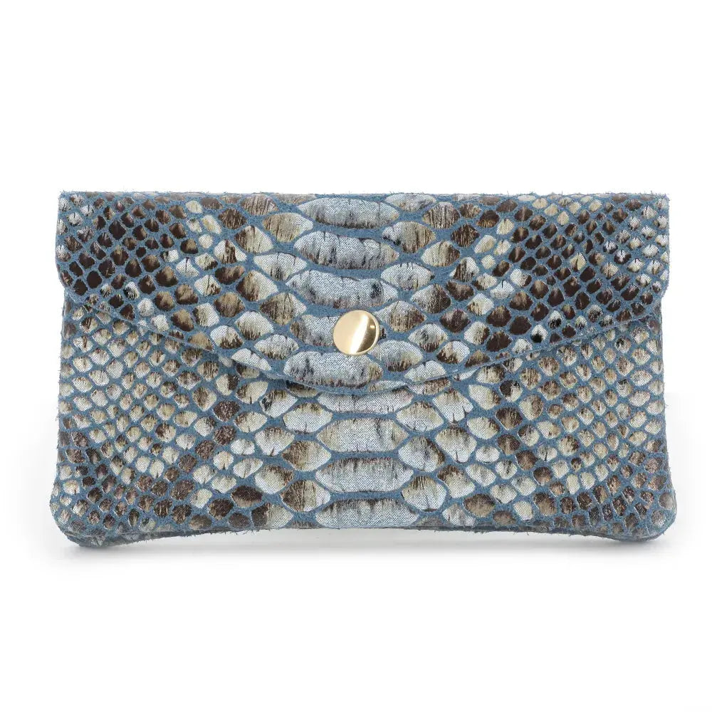 Porte-monnaie mi-long femme python Bleu main image