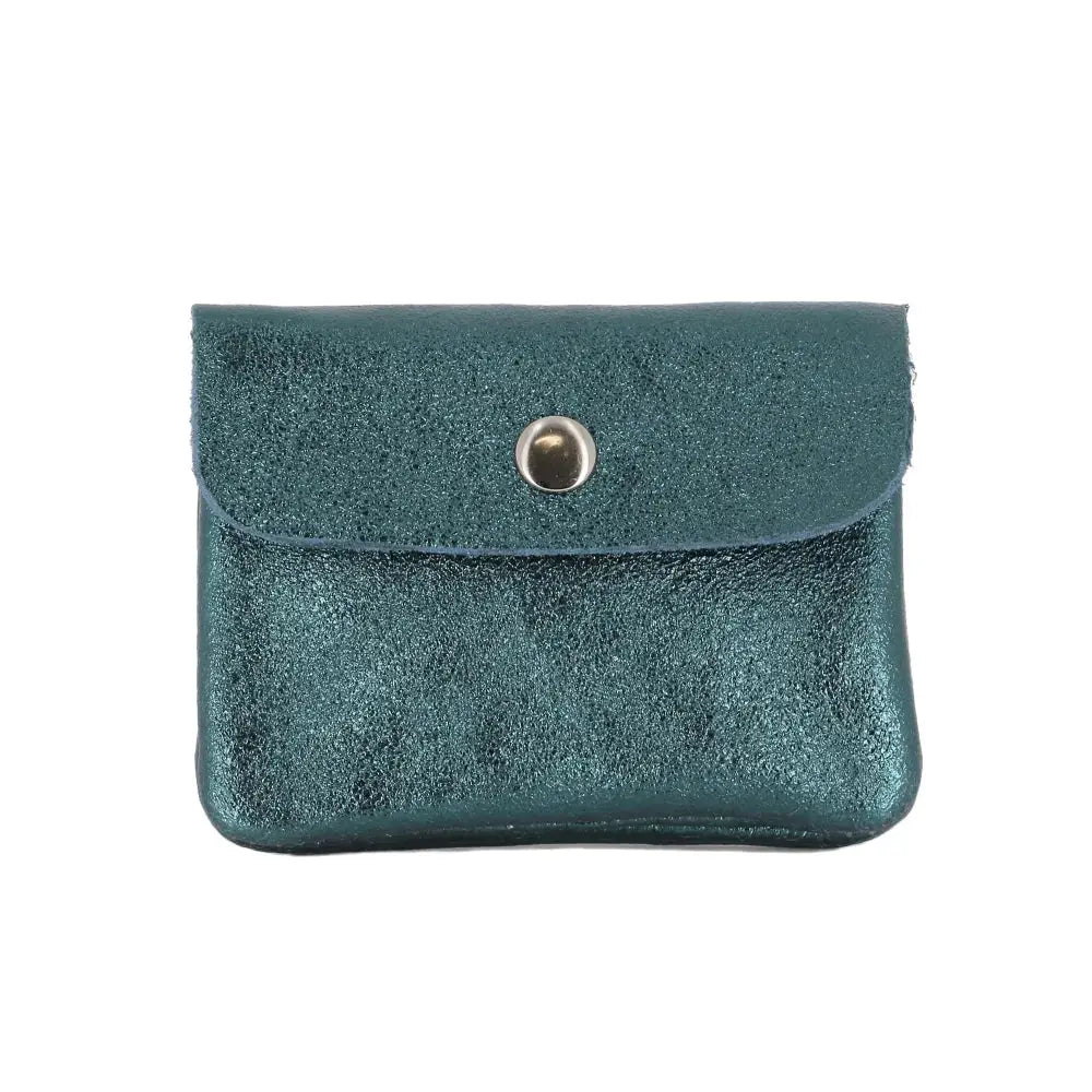 Porte-monnaie femme court cuir irisé Bleu Canard main image