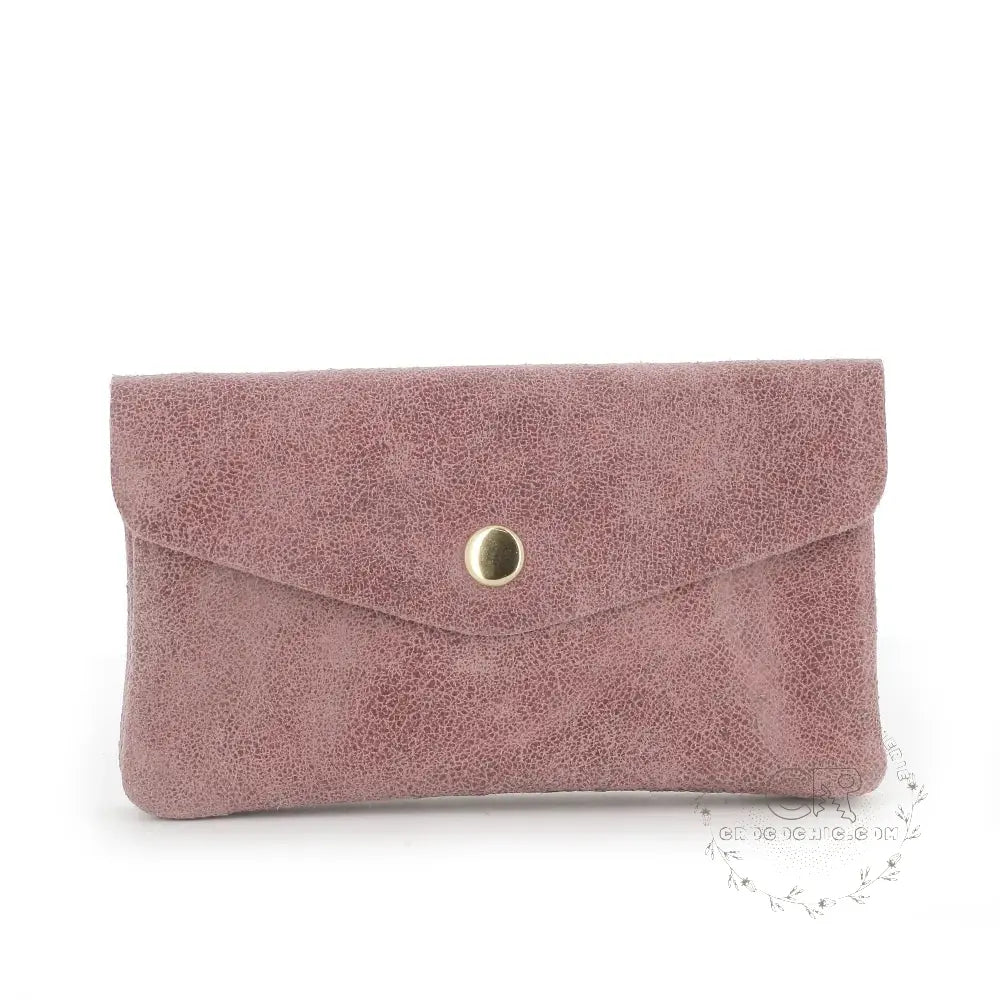 Portefeuille mi-long cuir suédé grainé Rose main image