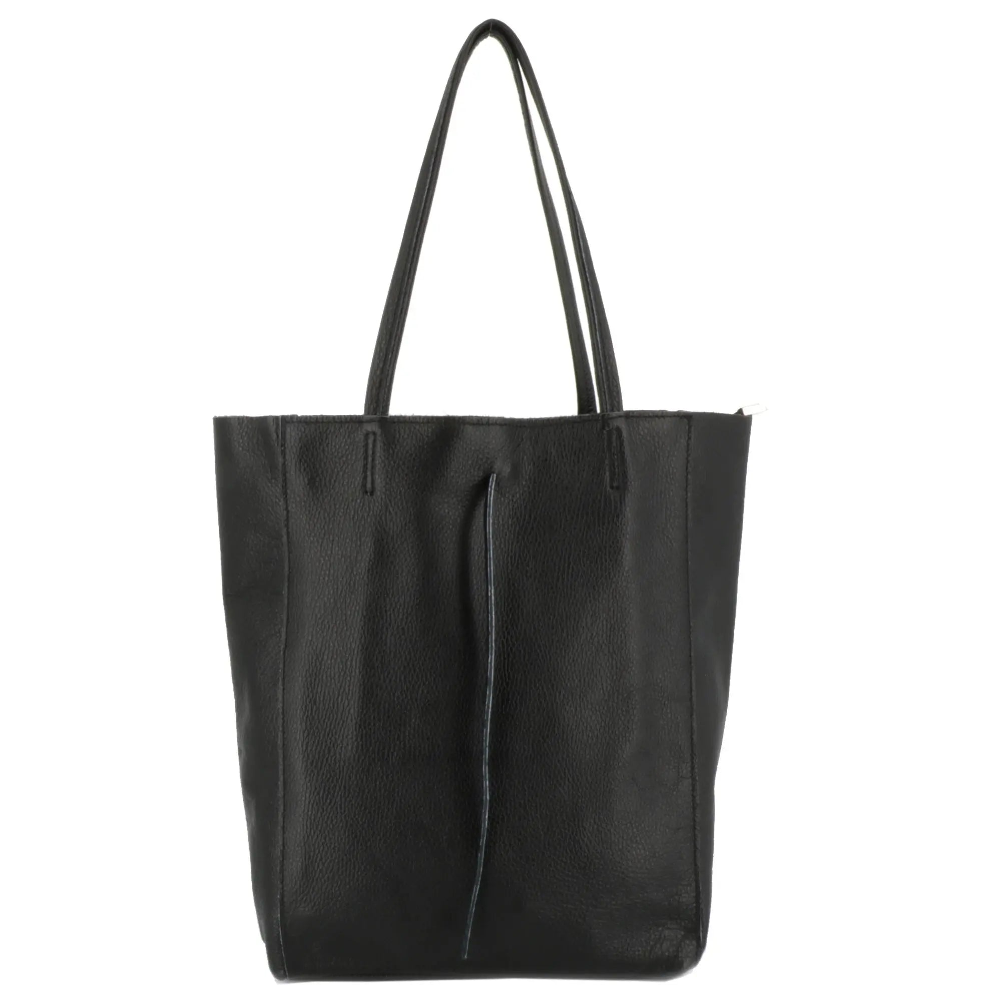 Made in Italy Sac à main femme shopping en cuir noir