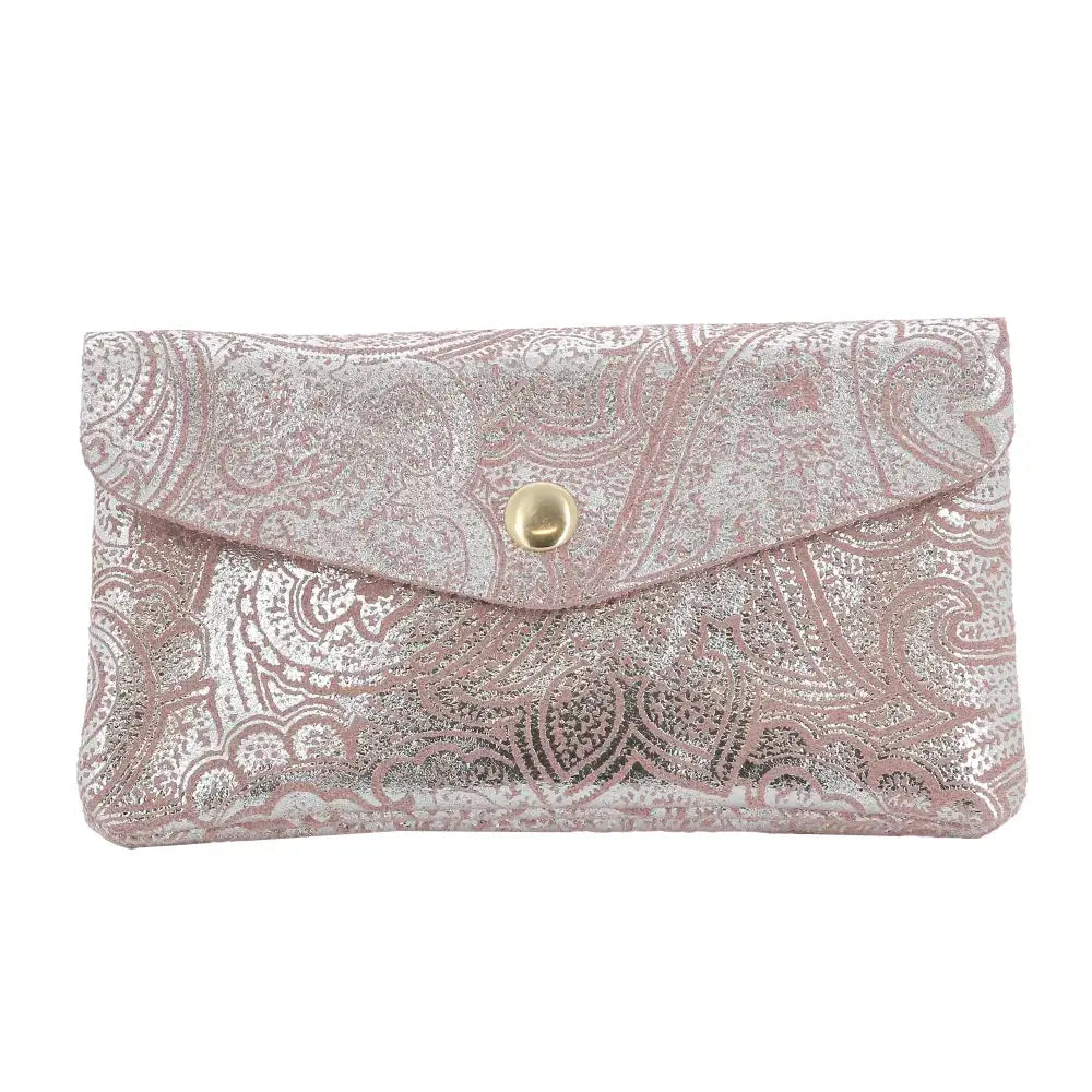 Porte-monnaie long suédé irisé baroque Rose main image