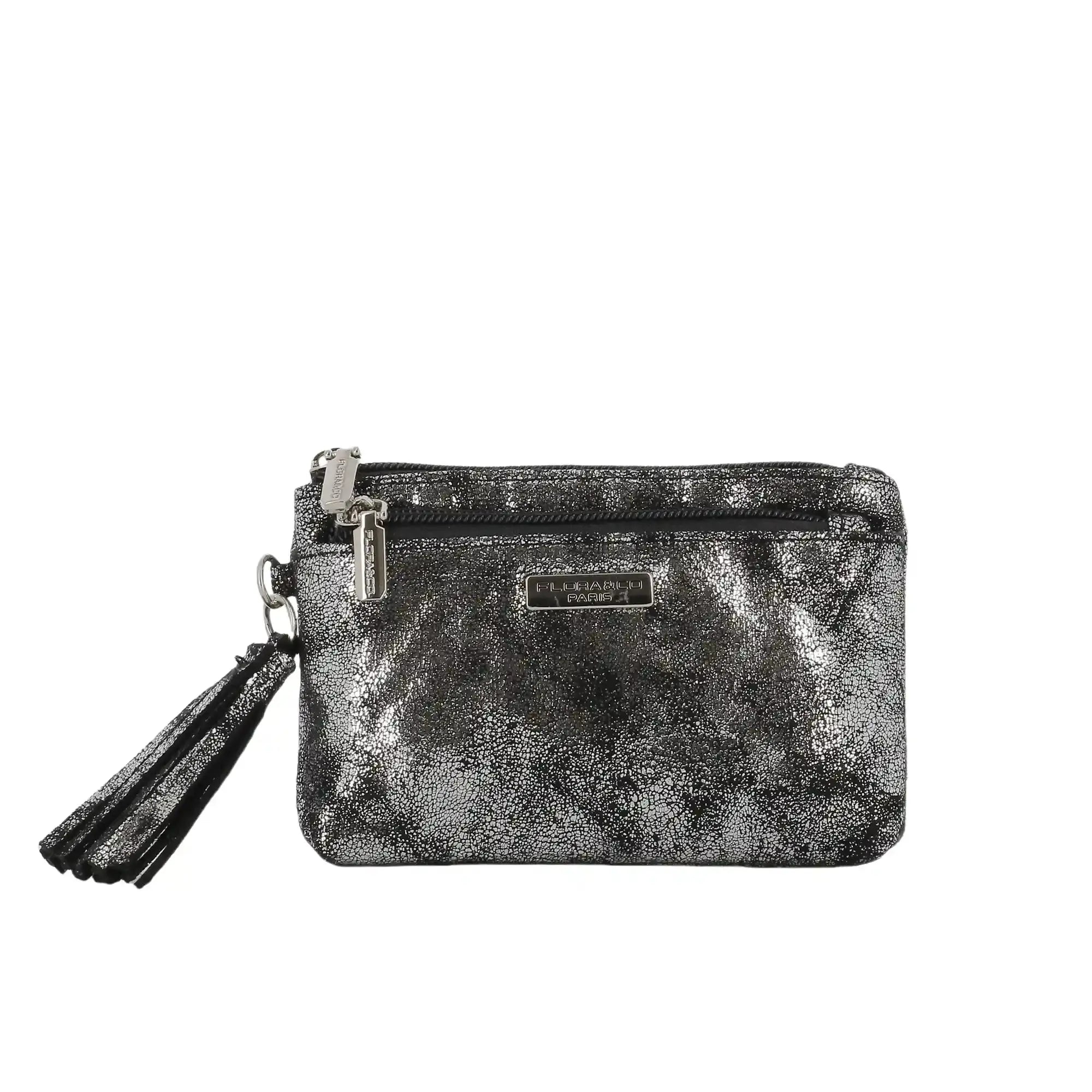 Flora & co Petit porte-monnaie pochette femme suède irisé Gris Argent