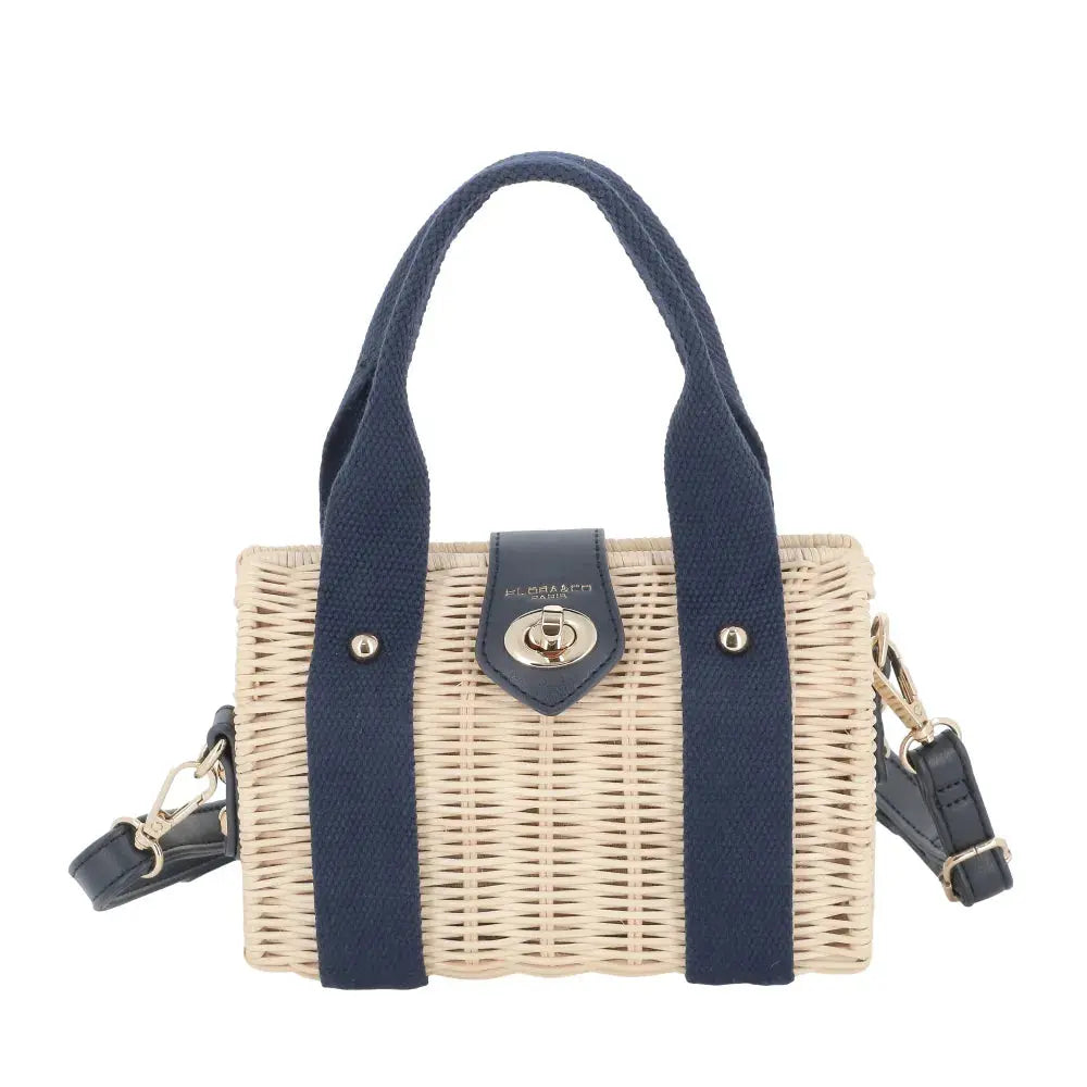 Petit sac bandoulière estival en paille Bleu Flora & co