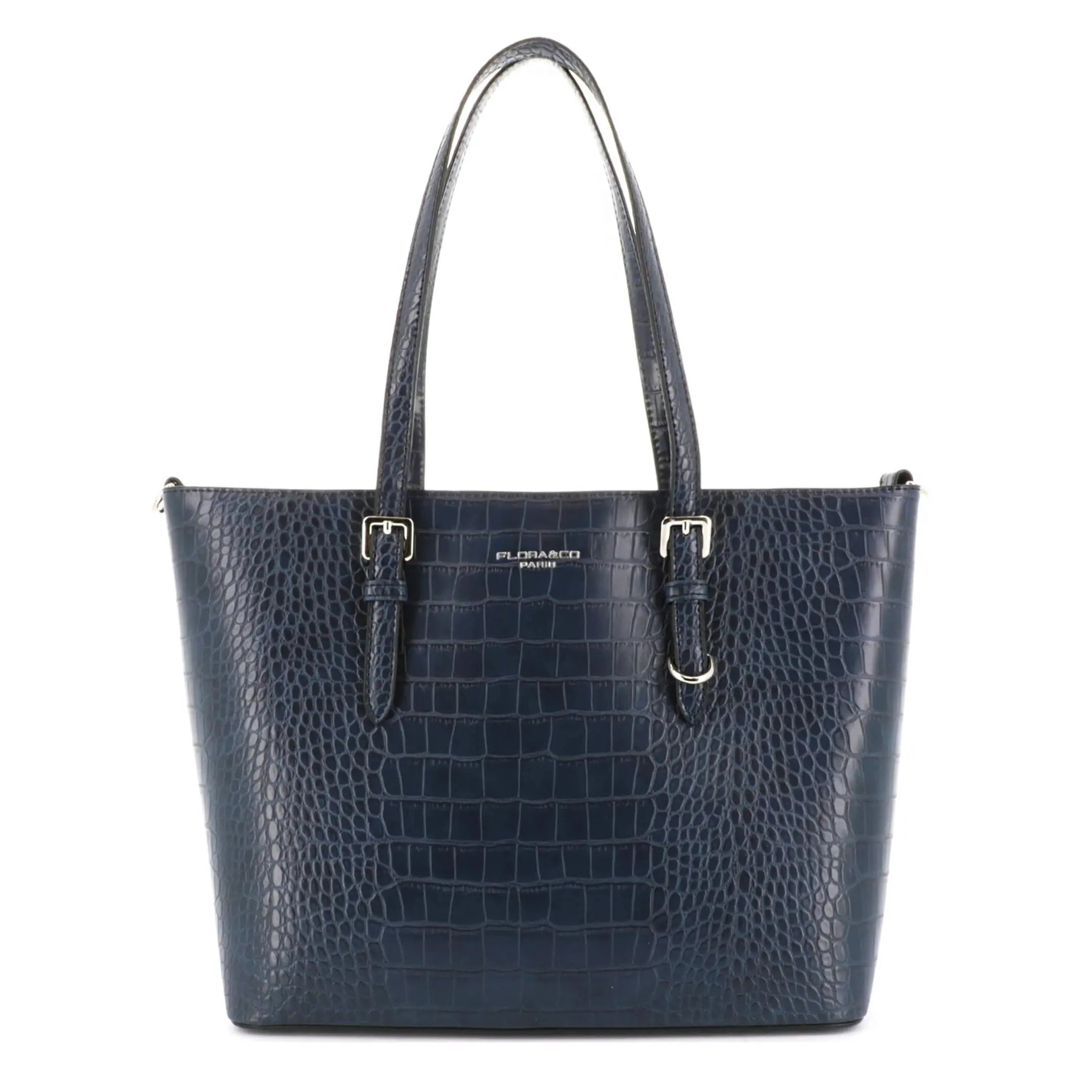 Flora & co Sac cabas femme croco format a4 bleu