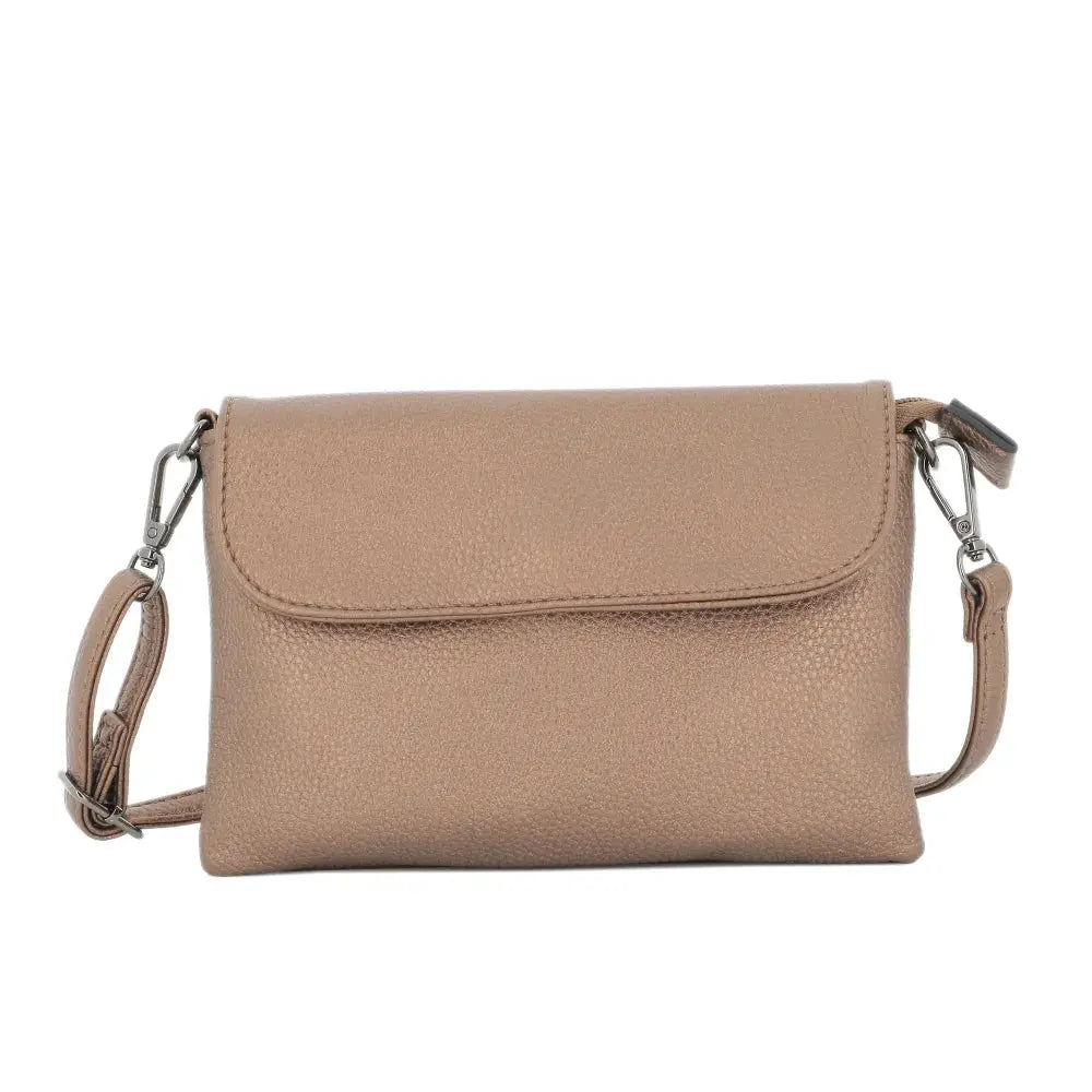 Mini sac bandoulière femme souple Marron Métal Flora & co