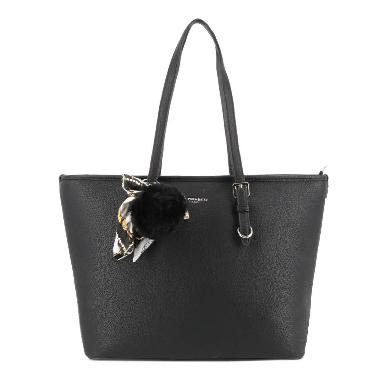 Sac à main de cours pompon foulard noir Flora and co – Crocochic