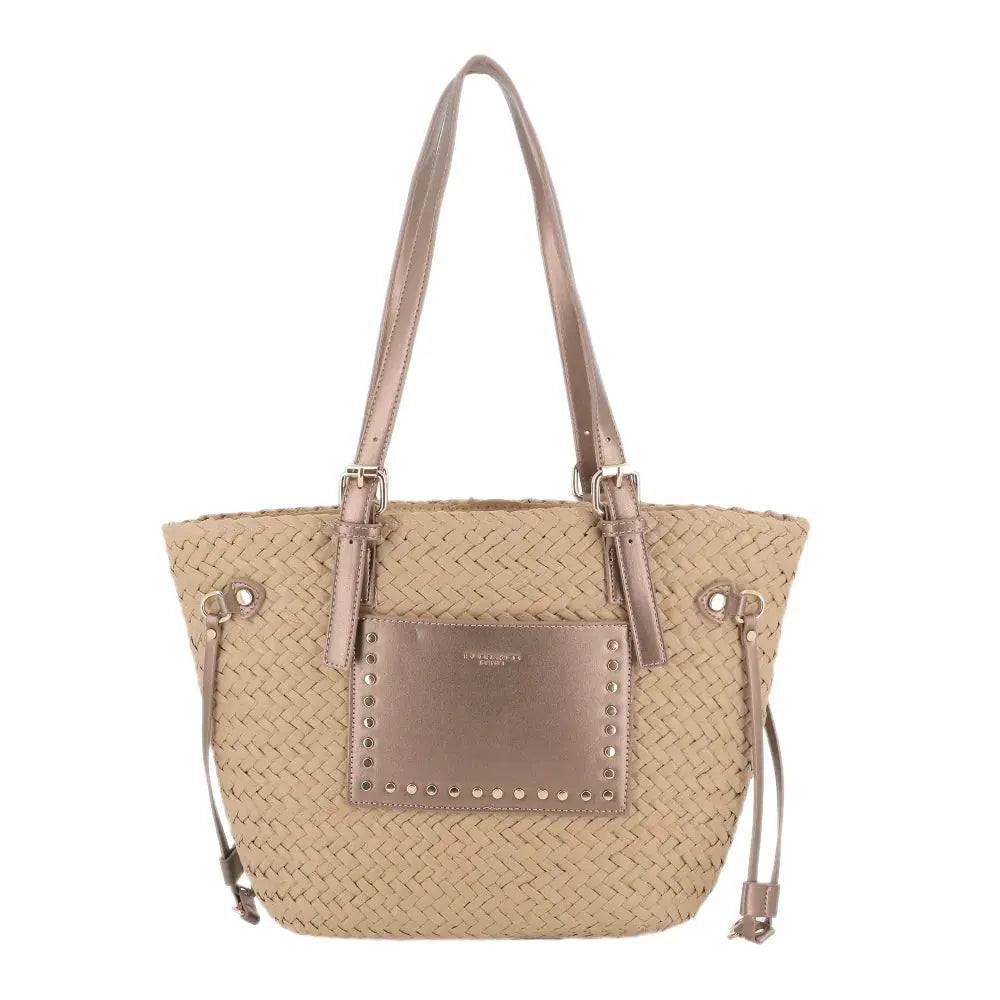 Sac plage paille tressé Femme Marron Métal Flora & co