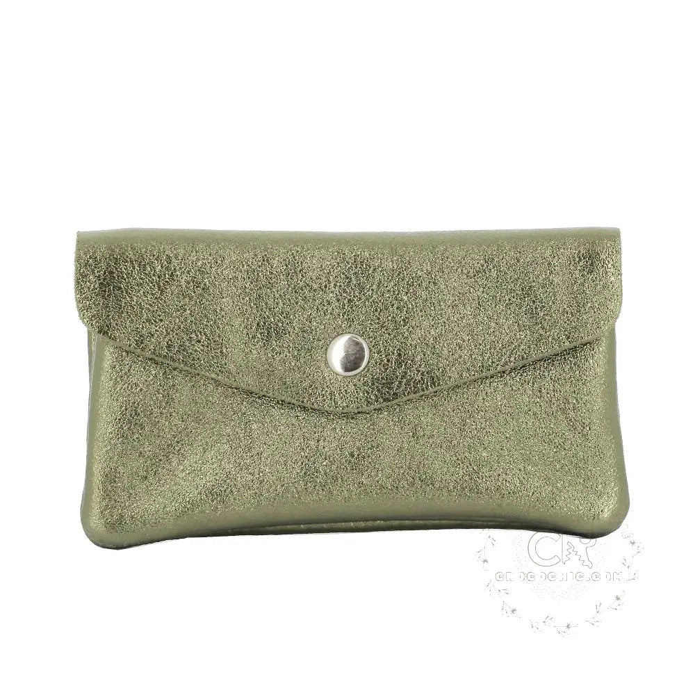 Porte-monnaie cartes femme cuir irisé Olive main image