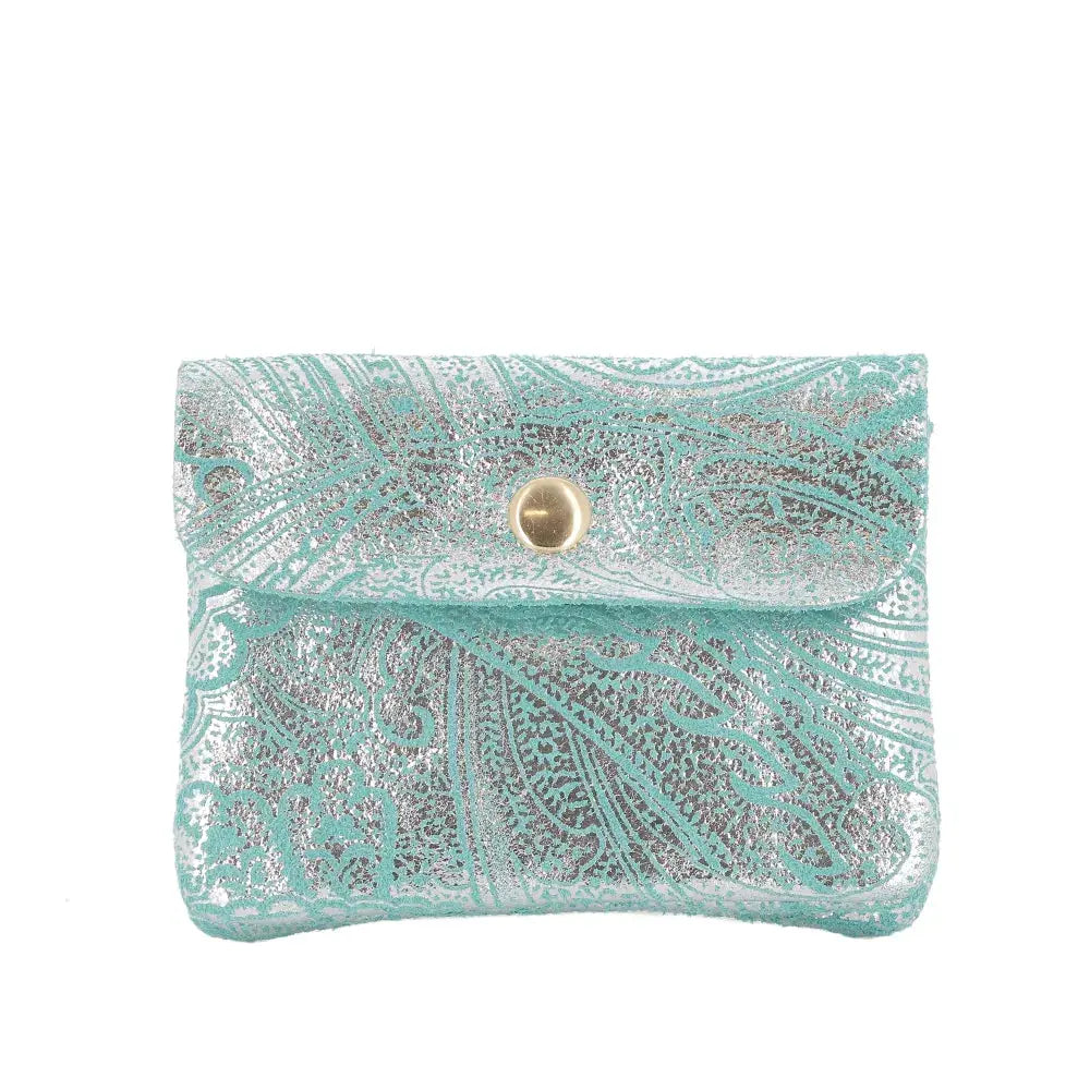 Porte-Monnaie Suédé Métallisé Baroque 041A Turquoise main image