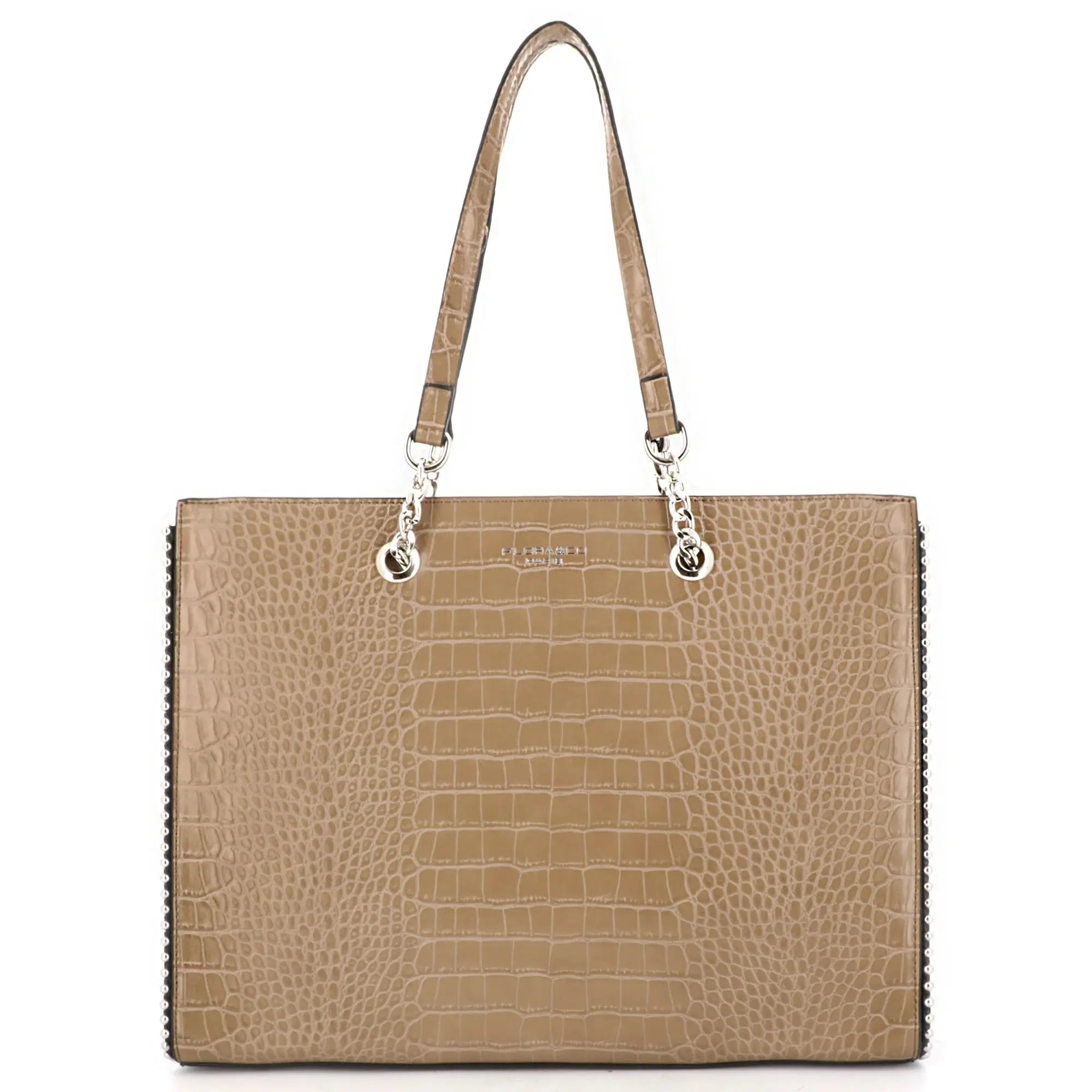 Flora & co Sac cours fille a4 chaîne perles croco taupe