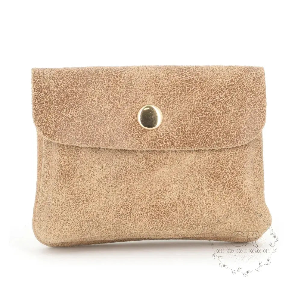 Porte-Monnaie Cuir Suédé Grainé Taupe main image