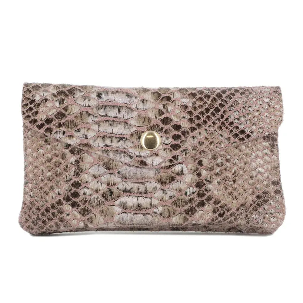 Porte-monnaie mi-long femme python Rose main image