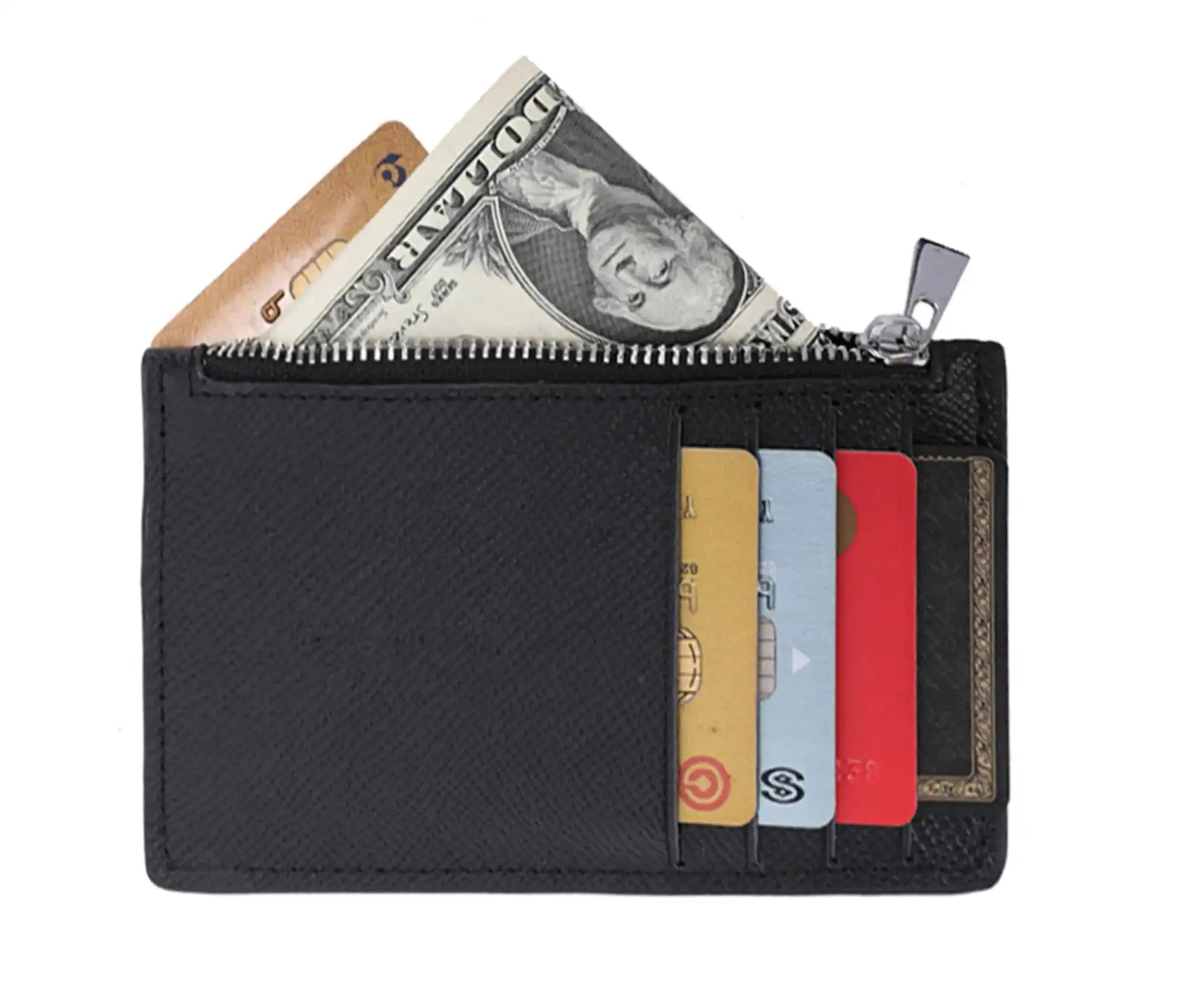 Gallantry Porte-cartes monnaies femme fin cuir noir