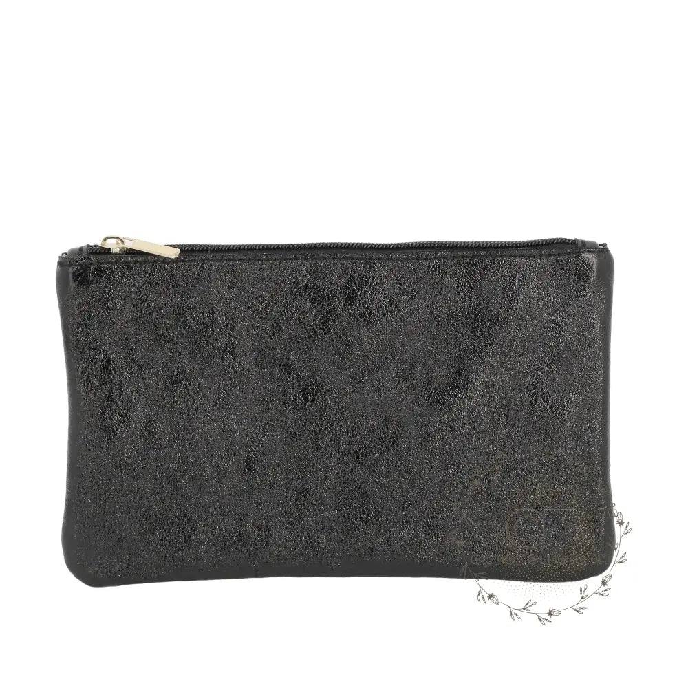 Pochette coméstique voyage cuir irisé Noir main image