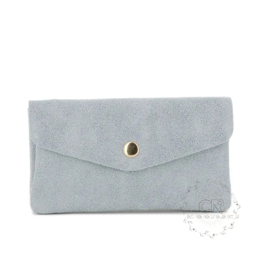 Portefeuille mi-long cuir suédé grainé Bleu Clair main image