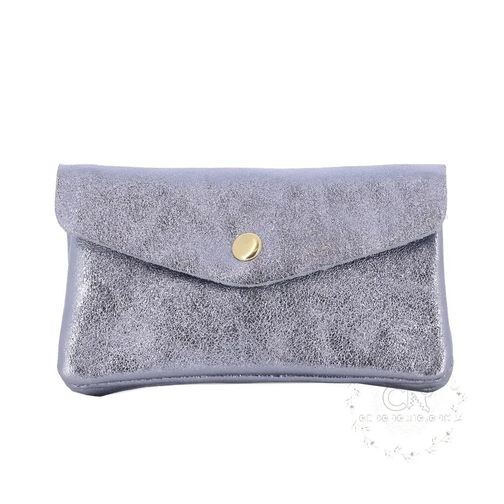 Porte-monnaie cartes femme cuir irisé Lilas main image