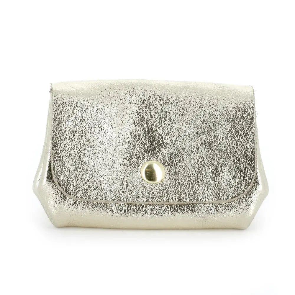 Porte-monnaie cuir souple irisé 04 or clair Made in Italy