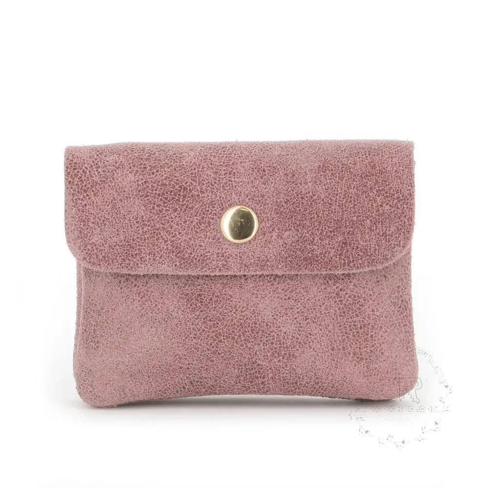 Porte-Monnaie Cuir Suédé Grainé Rose main image
