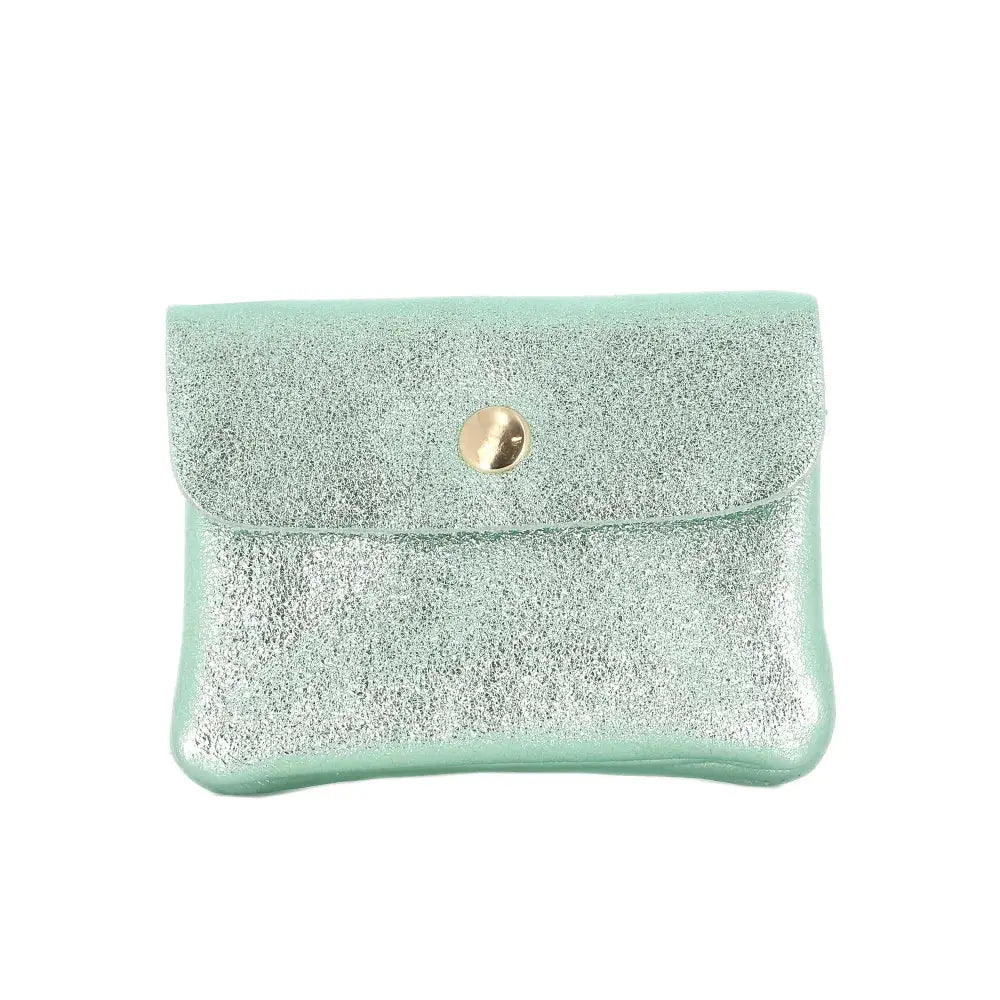 Porte-monnaie femme court cuir irisé Vert Clair main image