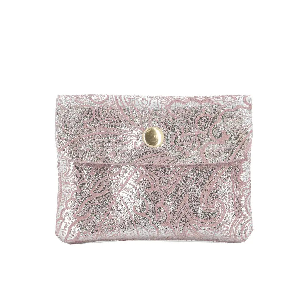 Porte-Monnaie Suédé Métallisé Baroque 041A Rose main image