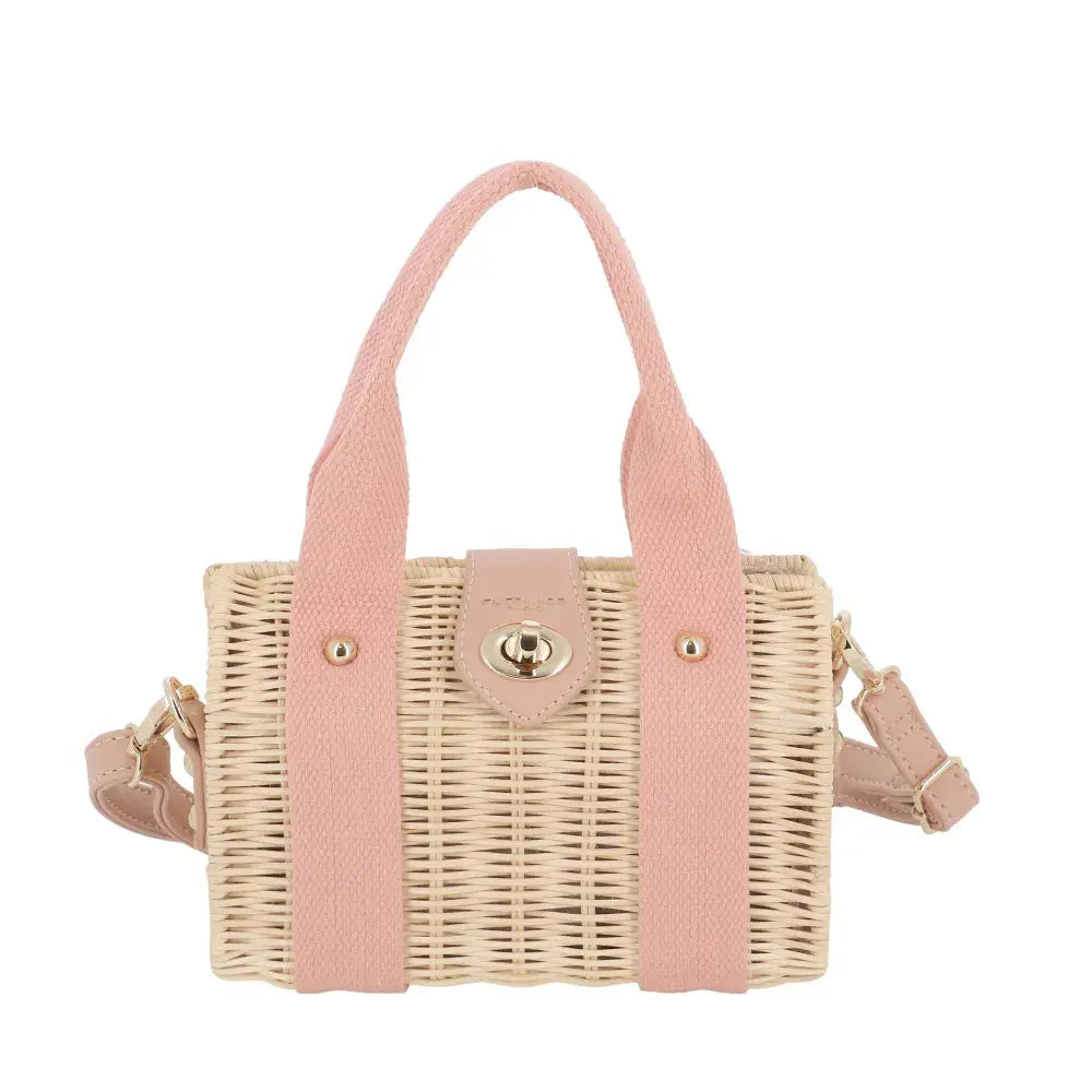 Petit sac bandoulière estival en paille Rose Flora & co