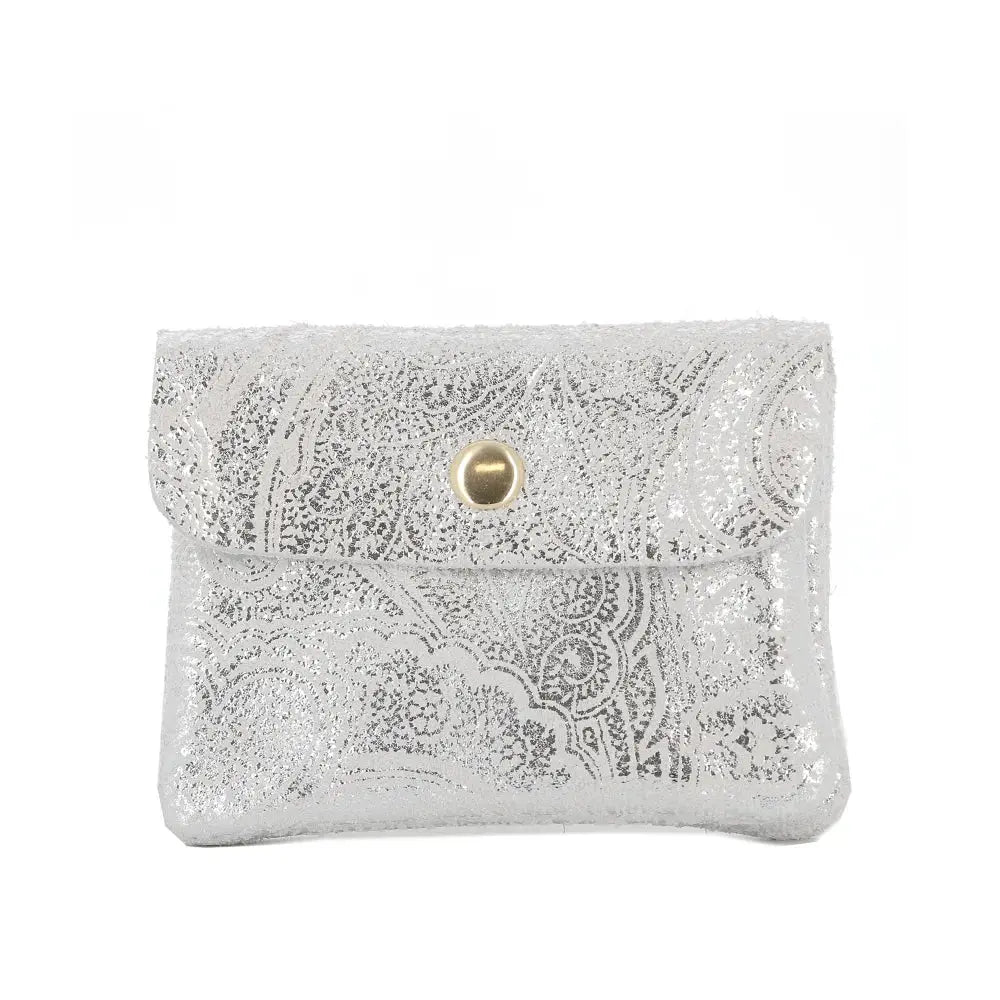 Porte-Monnaie Suédé Métallisé Baroque 041A Argent main image