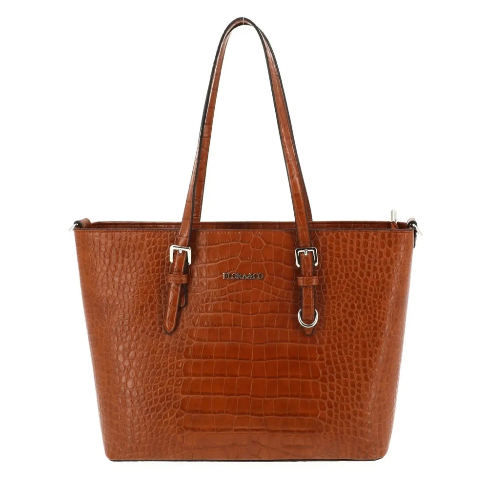 Flora & co Sac cabas femme croco format a4 camel