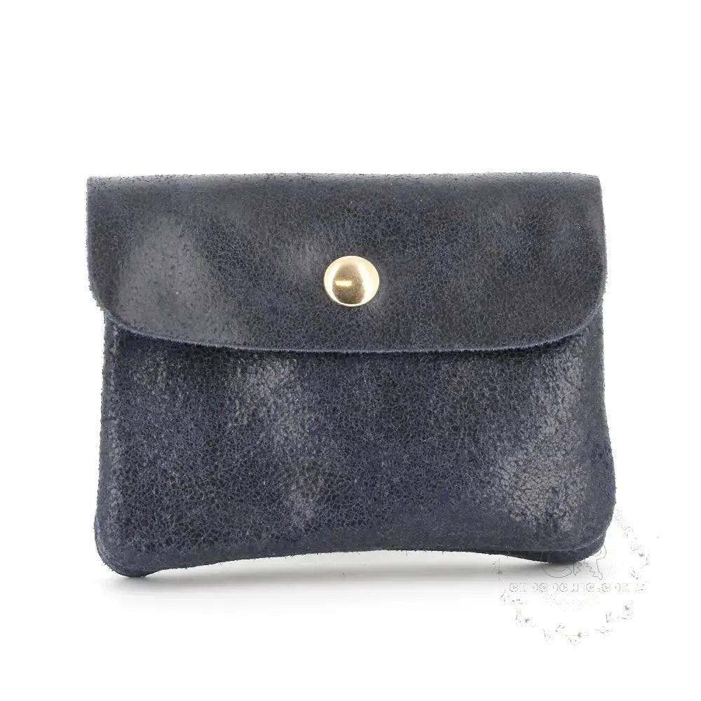 Porte-Monnaie Cuir Suédé Grainé Bleu Marine main image