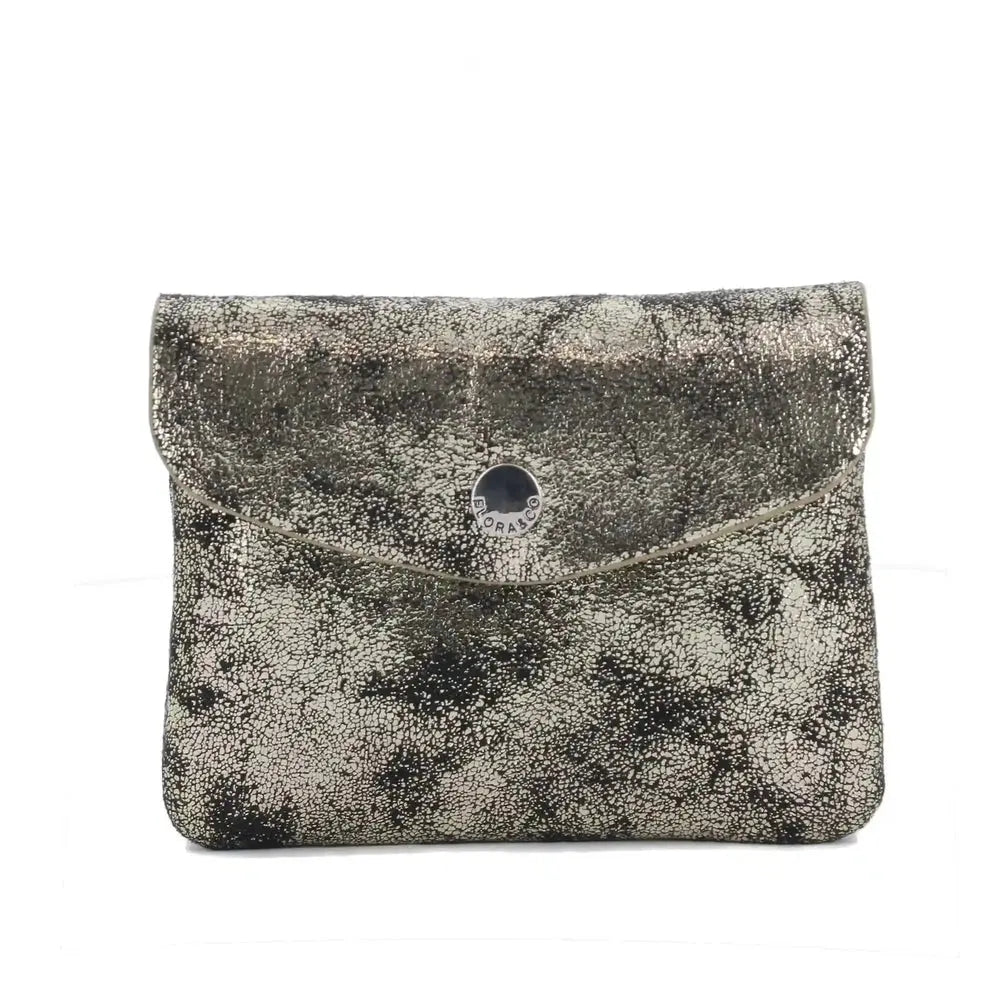 Flora & co Porte-monnaie femme court suède irisé Noir Marron Métal